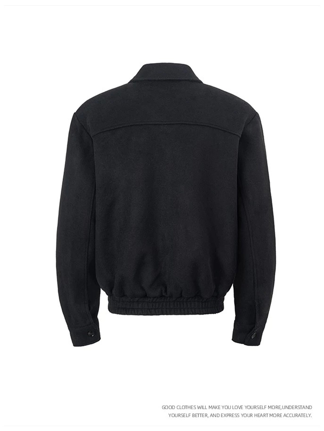Stay the Night Wool Bone-Striped Lined Shoulder Zip Jacket