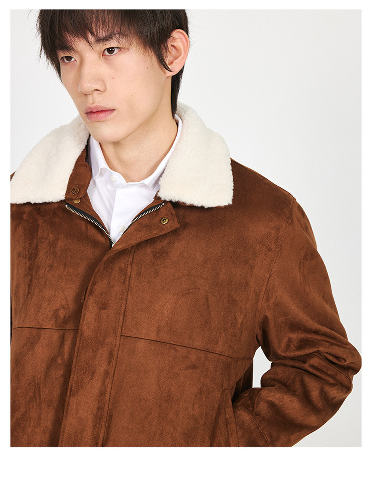 Stay the Night Suede Detachable Faux Fur Collar Jacket