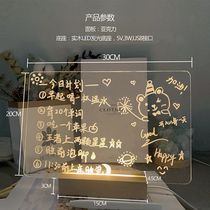 Acrylic message board luminous transparent board erasable note board desktop small ornaments ins writing board school supplies