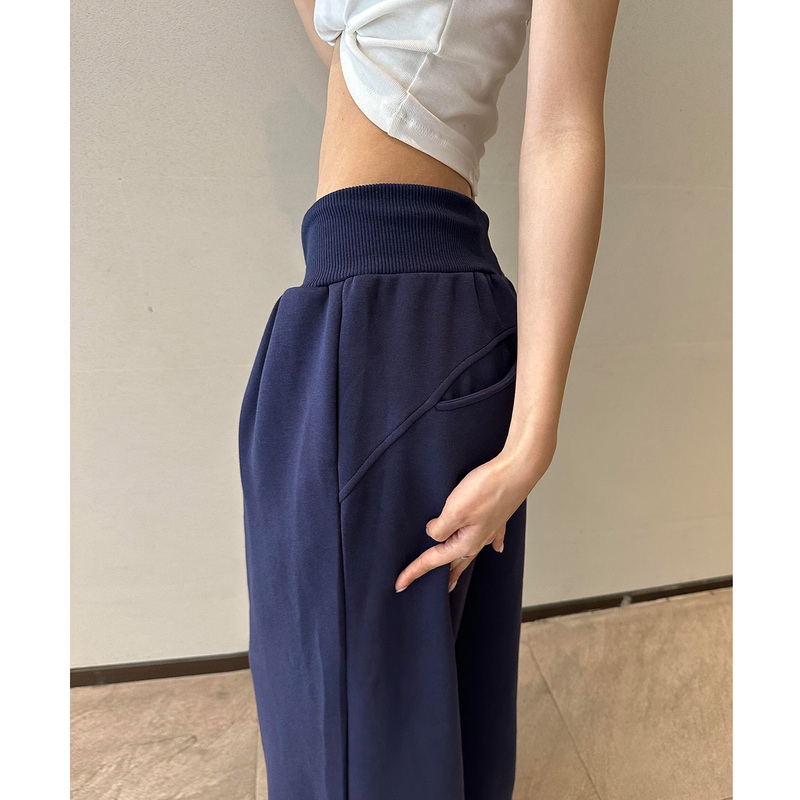 Navy Blue American-Style Sports Sweatpants for Women, Spring and Autumn 2026 New Low-Waist Drapey Summer Wide-Leg Dance Casual Pants