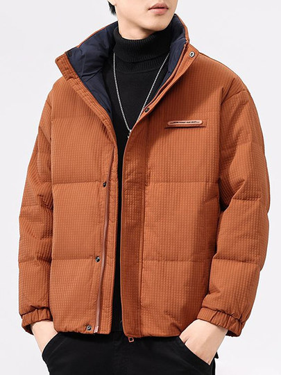 啄木鸟羽绒服男冬季2025新款肌理感立领加绒加厚面包服休闲外套K