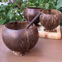 Coconut handicrafts old coconut shell bowl coconut shell utensils can be engraved salad children anti-fall bowl