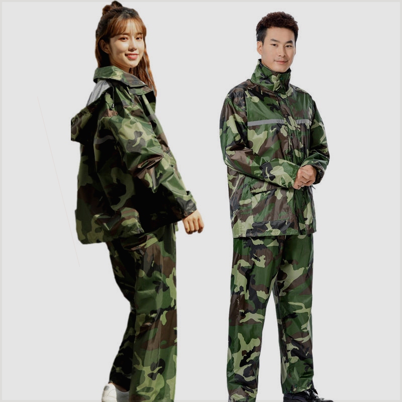 Camouflage Raincoat Work Clothes Adult Outerwear Rain Pants Set Split Waterproof Men's and Women's Motorcycle Riding Rainwear