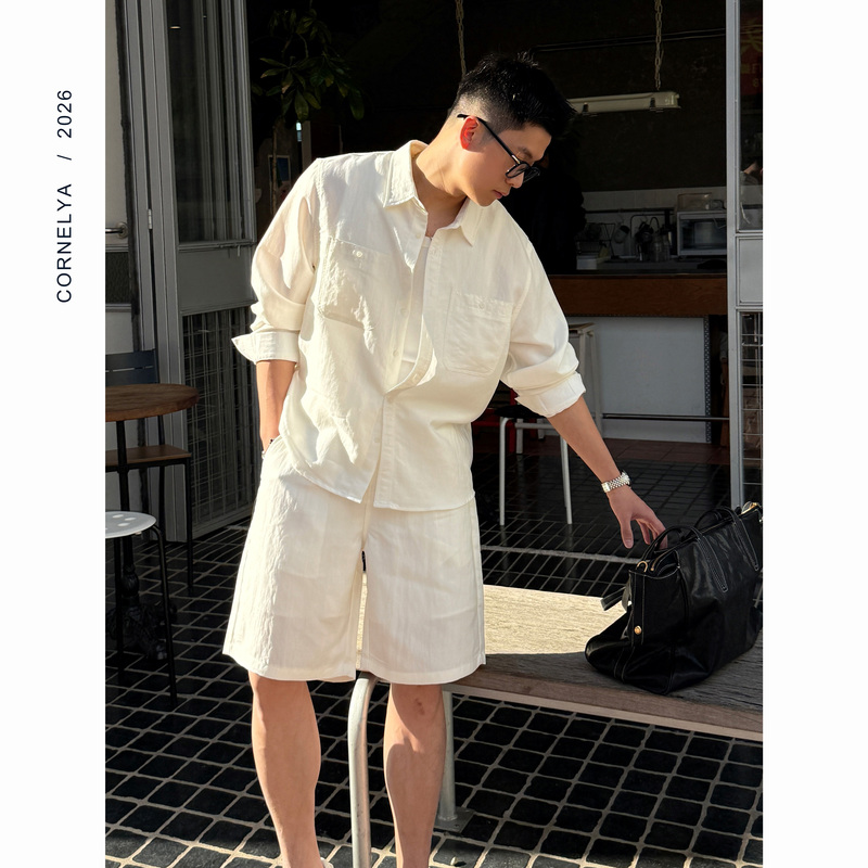 C / Cornelya Urban Island'Summer Comfort' Lyocell Classic Lapel Shirt Casual Set