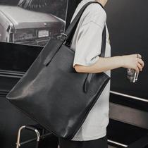 Hong Kongs new trendy simple shoulder bag handbag Korean style casual bag tote bag fashionable mens bag