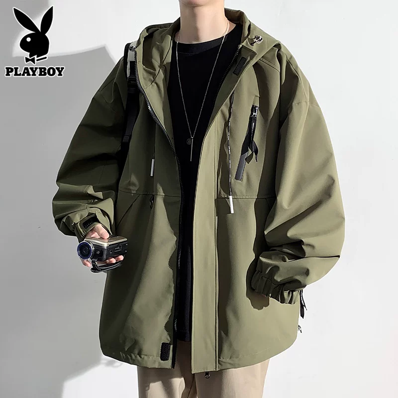 Плейбой, мужская куртка с капюшоном, демисезонное trench coat