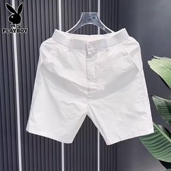 Playboy Men shorts 2025 Summer New arrival Straight-leg Sports Pants White Casual Pants Men