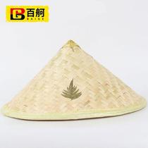 Hundreds of bamboo hats bamboo sunshade large-brimmed straw hat for rural outings farmers three-leaf bamboo hat with a diameter of about 43