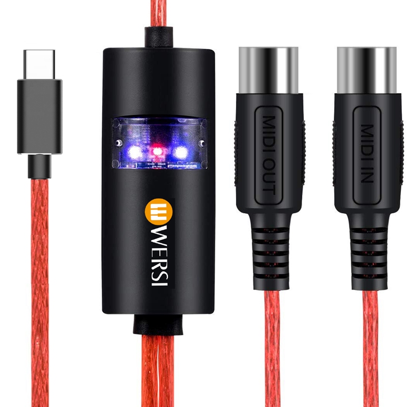 Wersi USB to Midi Cable Midiport Drum Electronic Keyboard Midi Cable Midi to Type-C Cable