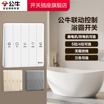 Bull bathroom heater switch five-on-four universal intelligent exhaust fan lighting one-in-one five-in-one air heating switch panel