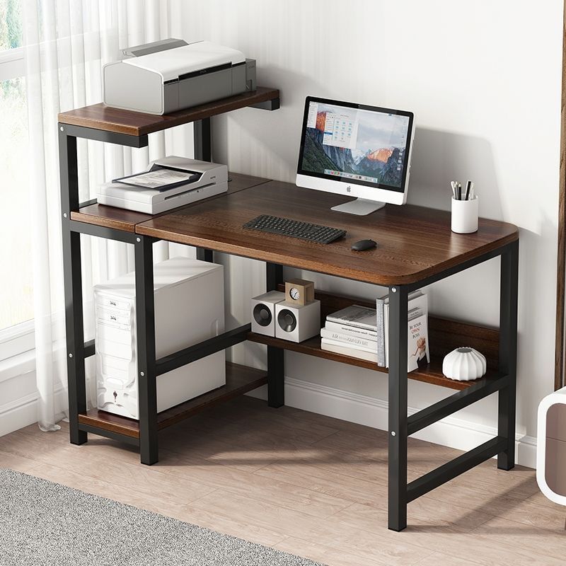 Thickened Double-Layer Office All-In-One Desk, Desktop Computer Desk, Solid Wood Computer Desk, Home Printer Desk, Computer Desktop Desk