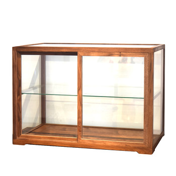 Speed ​​north american black walnut horizontal glass cabinet display cabinet antique solid wood exhibition stand u club used baolong tea