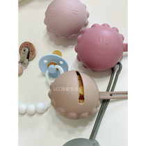 Nordic style pacifier storage box portable box baby outing food grade silicone Morandi color bibs pacifier