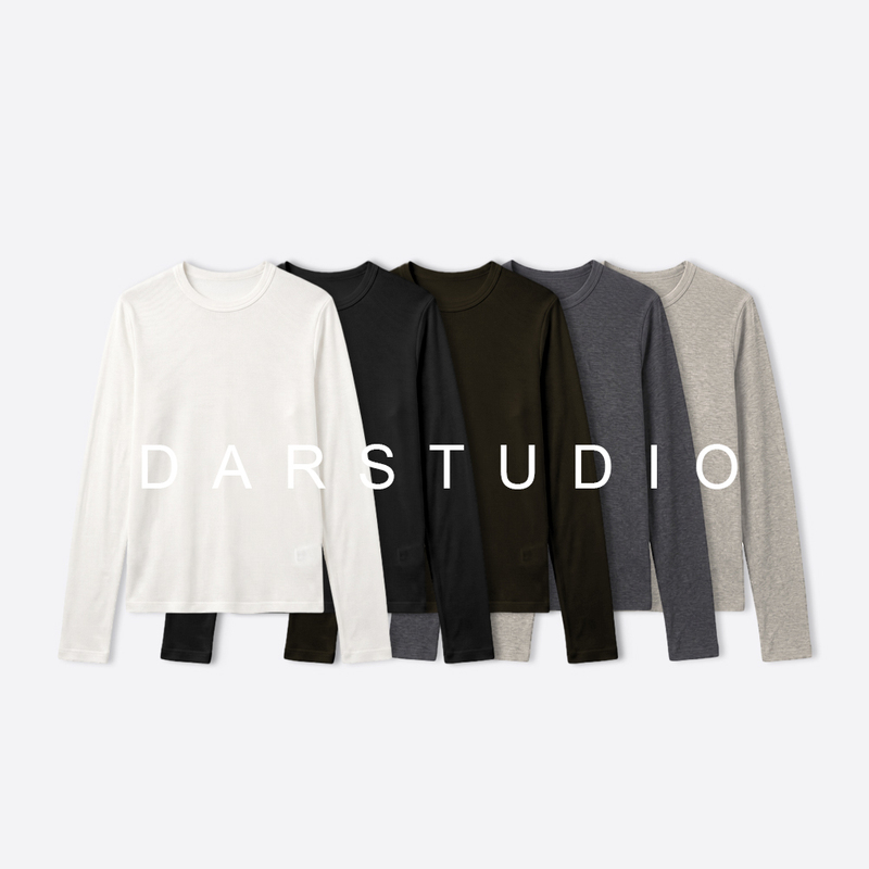Dai Rong Clothing 【Five-Color T-Shirt】Lyocell Wool Minimalist Versatile Stretch Long-Sleeve Base T-Shirt 26202 Dai Rong Clothing 【Five-Color T-Shirt】Lyocell Wool Minimalist Versatile Stretch Long-Sleeve Base T-Shirt 26202