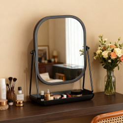 Accessible Luxury Style Rotate Makeup Mirror Desktop For Home Dressing Table Mirror with Chassis Storage Large Dressing Mirror