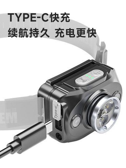 LEM头灯强光超亮充电户外登山赶海夜钓鱼专用续航超长感应头戴式