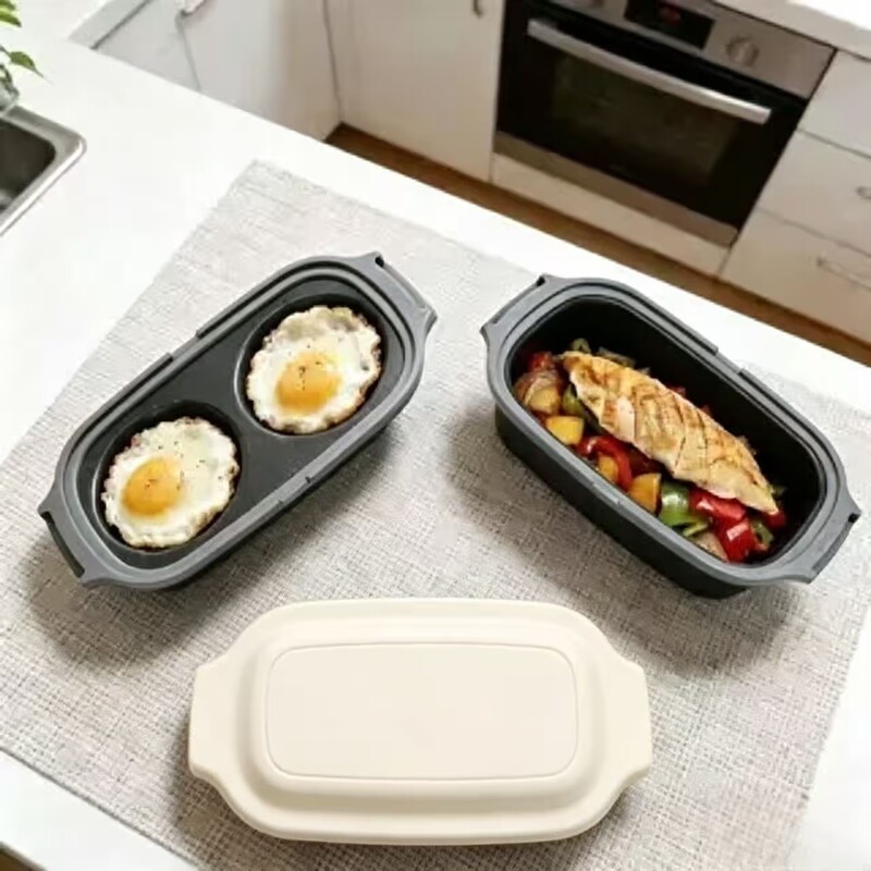 Microwave Oven-Specific Cross-Border New Product, Microwave Oven-Specific Egg Fryer, Lunch Box for Work, Double-Layered Compartment Box