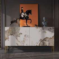 Italian-style slate entrance cabinet light luxury entry dining side modern simple decorative cabinet home high-foot model room shoe cabinet