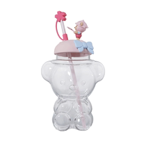 Teddy Treasured Cherry Blossom Series Cute Cute Cute Ideas Straw Milk Tea Cups Glass Cups Birthday Gifts for Girls