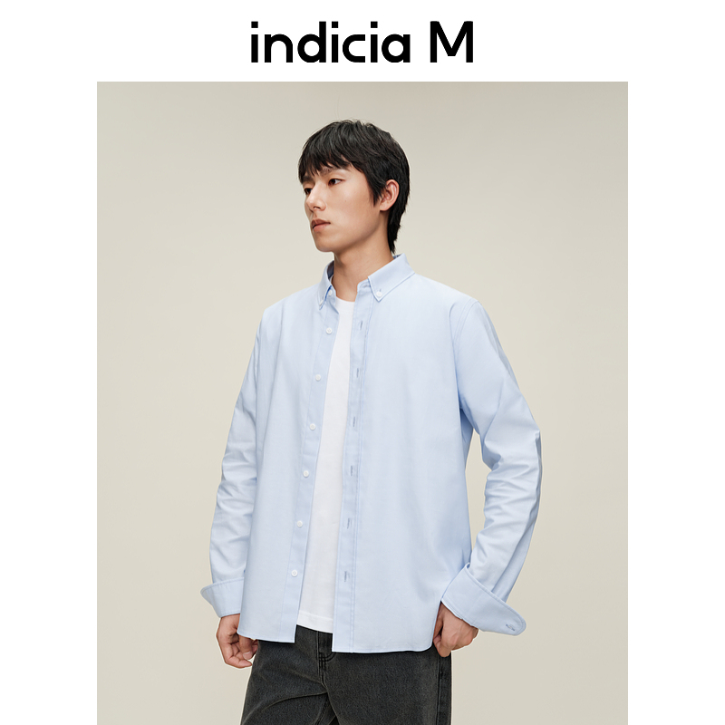 Indiciam Marks the Same Style as the Mall's 2024 Autumn New Blue Oxford Shirt Jacket M2C4Cs259C