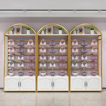 Underwear store shelves bra and underwear display rack against the wall pajamas display cabinet clothing store gold storage rack with hook