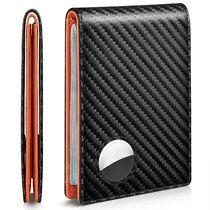 Rfid Carbon Fiber Leather Men Airtag Wallets Purse Credit Ca