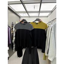 New high-end goods thirteen lines new design niche color matching slim-fitting bottoming shirts tops autumn clothes womens Maillard long