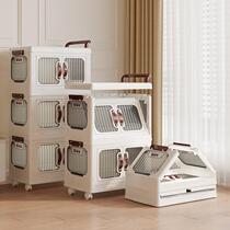 Storage box trolley household large size clothes and childrens toys foldable plastic storage box without installation and organization