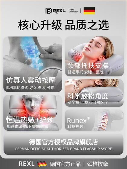 German Mugwort Heated Cervical Pillow for Neck Protection, Sleep Aid, and Specialized for Cervical Spondylosis, Adult Reverse Curve Neck Pillow Core