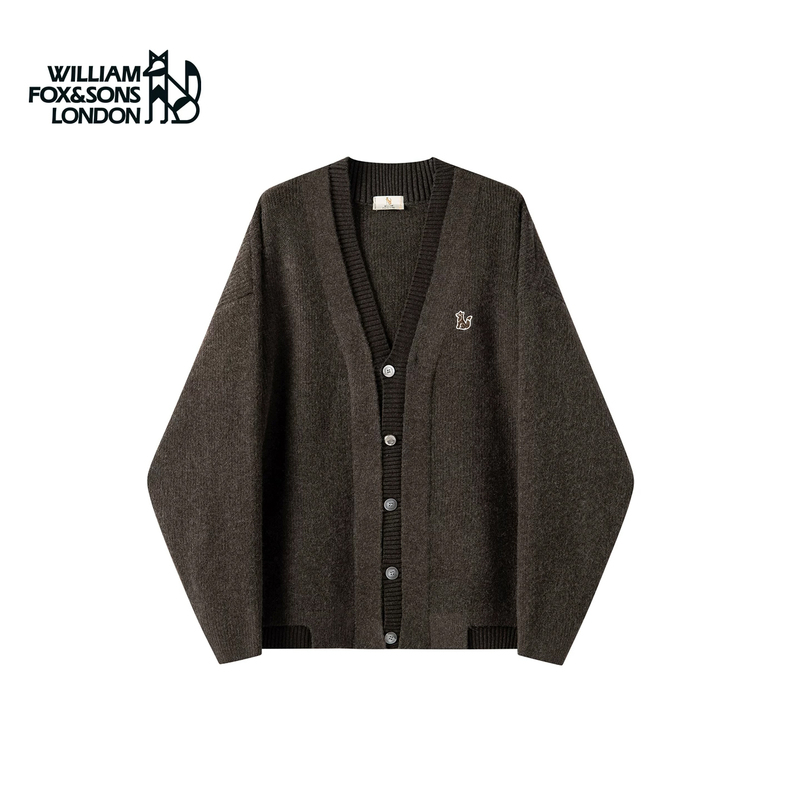 British Little Fox 2026 Autumn Old Money Style Knitted Cardigan Wool Blend Color-Block Layered Sweater Jacket for Men British Little Fox 2026 Autumn Old Money Style Knitted Cardigan Wool Blend Color-Block Layered Sweater Jacket for Men