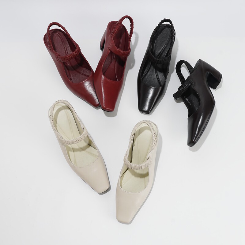 [Sister Xiaowanzi] Imported Goatskin High-Heeled Square-Toe Height-Enhancing Mary Jane Shoes 53210