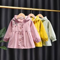 Girls coats spring and autumn 2022 new style foreign style baby girl Korean style windbreaker childrens princess fashionable tops childrens clothing