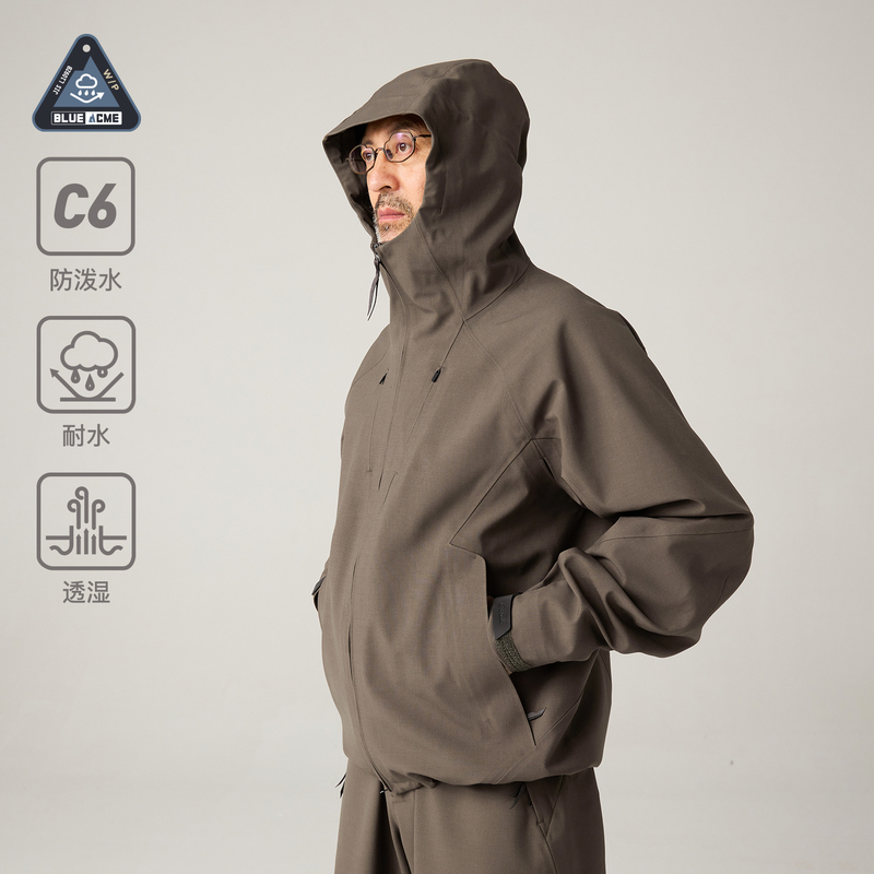 Lanqi Wool Structure Breathable Hard Shell Jacket, Water-Repellent, Outdoor Mountaineering, Moisture-Permeable, Water-Resistant, Pressure-Glued Jacket for Men