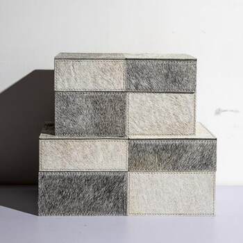 Modern simple leather decorative box jewelry box storage creative ornaments desktop cloakroom hotel model room decoration