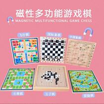 New magnetic checkers backgammon flying chess beast chess childrens games student puzzles multifunctional chess wooden