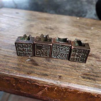 Speedy antiques miscellaneous collection four divine beasts qinglong y white tiger suzaku xuanwu seal mother seal square mini