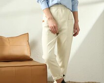 The washed cotton pants are soft and comfortable