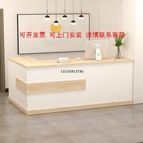 Customized simple solid wood store company office hotel front desk reception commercial bar table cashier counter log