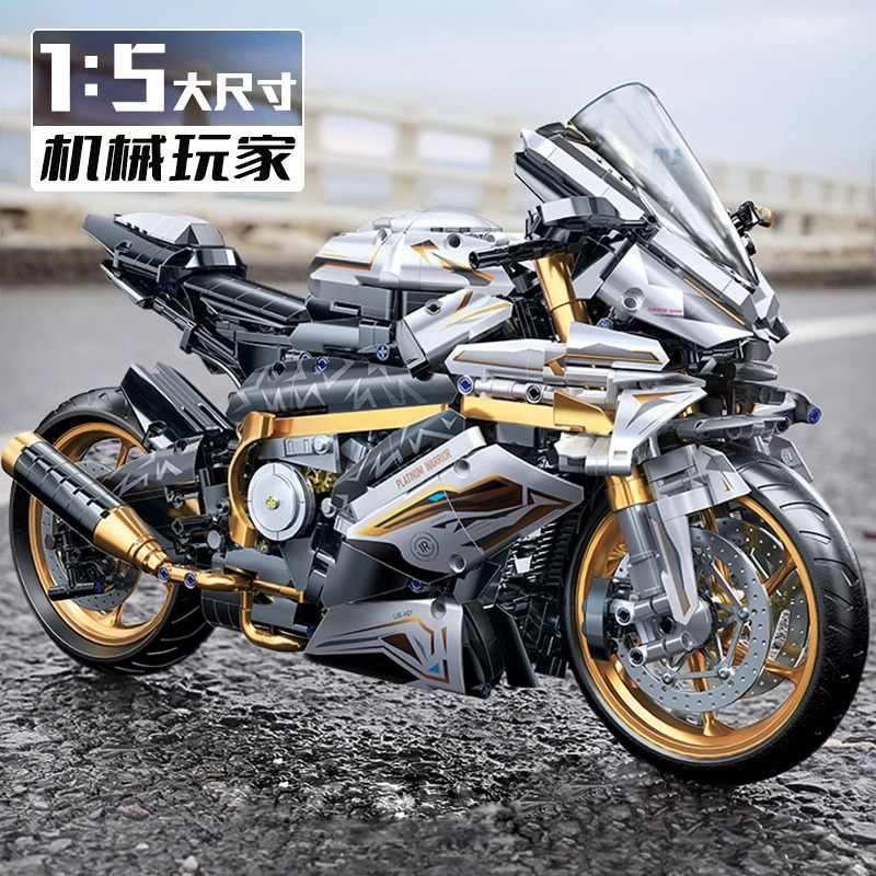 巨大なBMWバイクの機械構成大人の高難易度ビルディングブロックバイクモデル組み立て教育玩具男の子