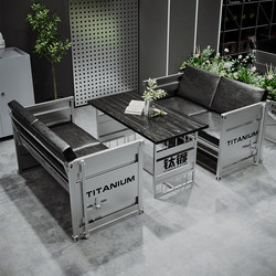 Industrial Style Booth Sofa Popular Milk Tea Shop Cafe Gym Commercial Music Bar Clear Bar Table and Chair Combination