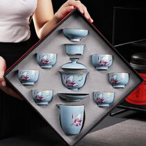 Porcelain Beauty Sanqian high-end tea set simple household ceramic three-cup bowl gift box complete set of high-end tea set gift