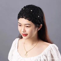 Summer hook lace headband pearl hollow thin wide lace elastic headband hair accessories headband turban