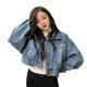 Hong Kong style chic retro loose bat sleeve short denim jacket autumn new women's Korean style all-match jacket tide