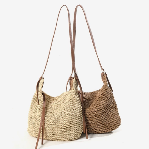 Сумка через плечо для отдыха, соломенная пляжная сумка на одно плечо