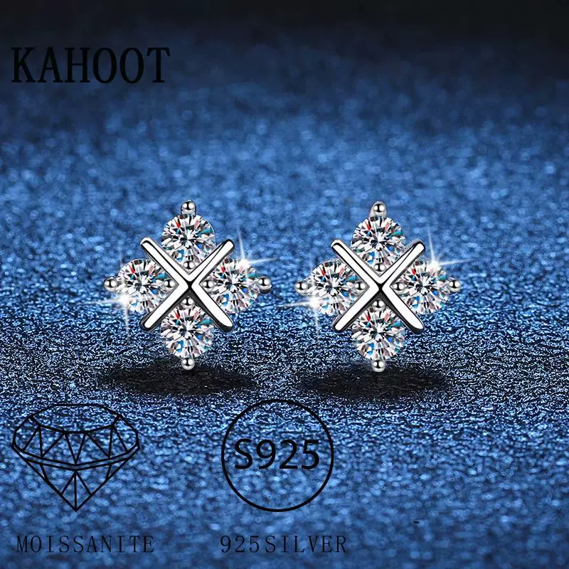 Серебро Sterling. Диа́мантовые сережки из Моиссанита каръat *
