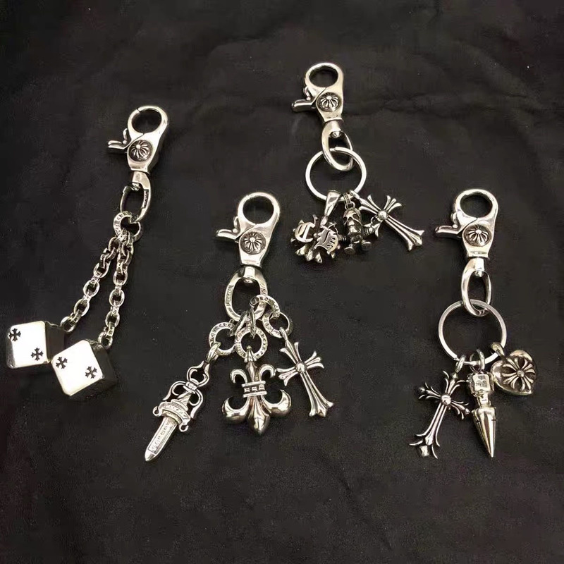 Cross Military Flower Keychain Vintage 925 Silver Dice Bag Chain Pendant Punk Hip-Hop Backpack Chain Buckle Trendy Cross Military Flower Keychain Vintage 925 Silver Dice Bag Chain Pendant Punk Hip-Hop Backpack Chain Buckle Trendy