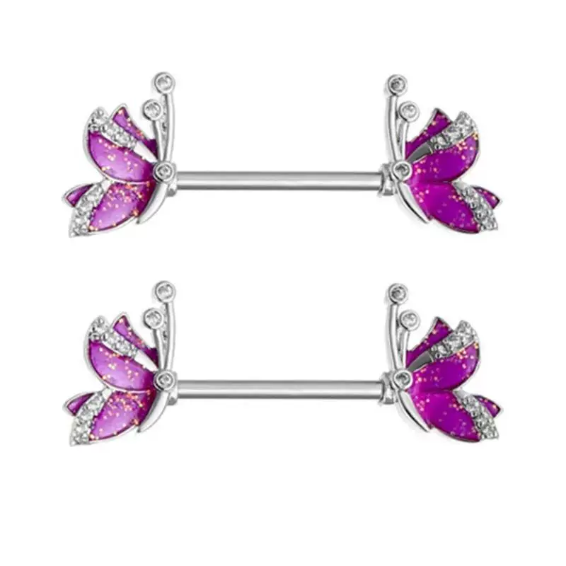 [Ювелирный набор серьги-пиерсинг Fashion Flower из стали кристалл]