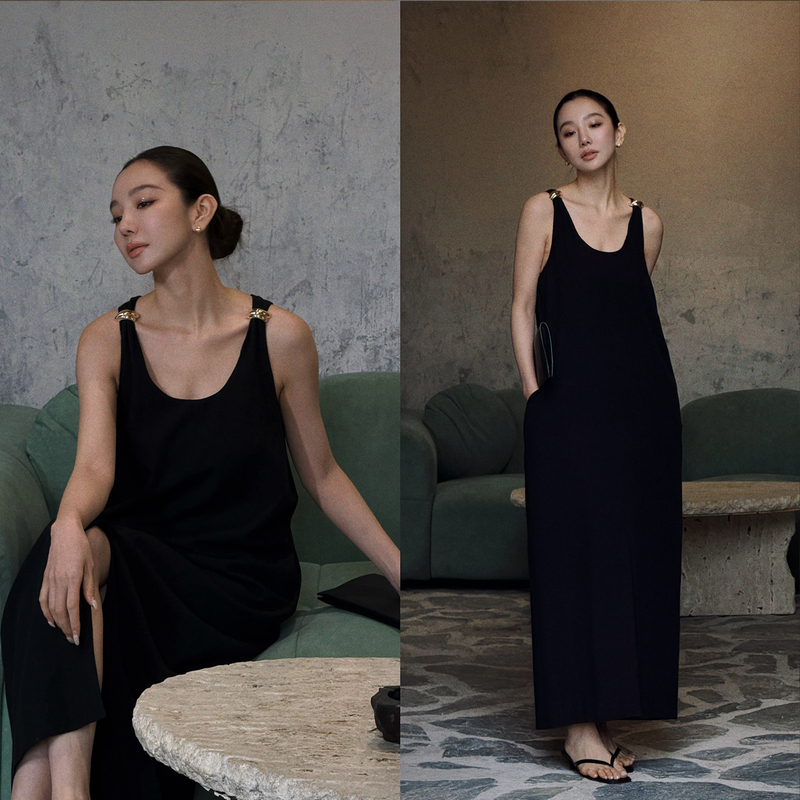 Lihuier [Roman Time Zone] Summer Light Luxury Sleeveless Loose Slimming Tank Dress for Women