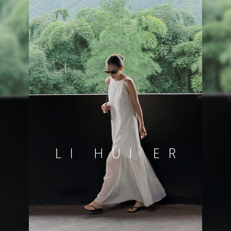 Lihuier Li Hui'Er Stacked Shadow Summer Sleeveless Straight Two-In-One Sheer Patchwork White Tank Dress