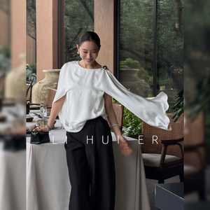 Lihuier Li Hui'Er Summer 100% Acetate Deconstructed Ribbon Sleeveless Irregular Loose Top for Women